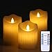 Flameless Candles LED with Remote Timer Flickering Light Pillar Real Drip Wax for Christmas Halloween Decoration Set of 3