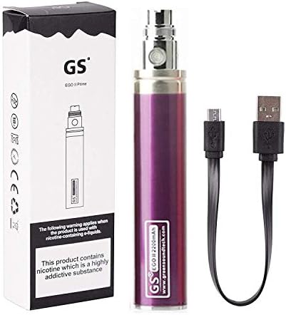 Electronic Cigarette, Enhanced GS EGO II Prime 2200mAh E-Cigarette Vape Battery with Micro USB Charger 510 E-Shisha E-Cigar Vaporizer Nicotine Free (Purple)