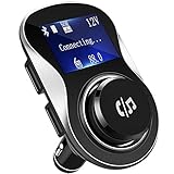 FM Transmitter, Tinzzi Bluetooth Wireless Radio Adapter Car Kit with Dual USB Charging Ports, 1.4” LCD Display and Hands Free Calling for iPhone, Samsung, etc