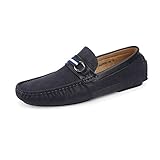 Bruno Marc Men's Santoni-05 Navy Penny Loafers
