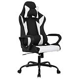 High-Back Gaming Chair PC Office Chair Computer Racing Chair PU Desk Task Chair Ergonomic Executive Swivel Rolling Chair with Lumbar Support for Back Pain Women, Men(White)