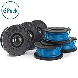X Home 6 Pack Trimmer Replacement Spools Compatible with Greenworks Weed Eater String 21332 21342 29252, 24-Volt 40V 80V Cordless Edger Spool Refills Parts, 16ft 0.065 inch Single Line