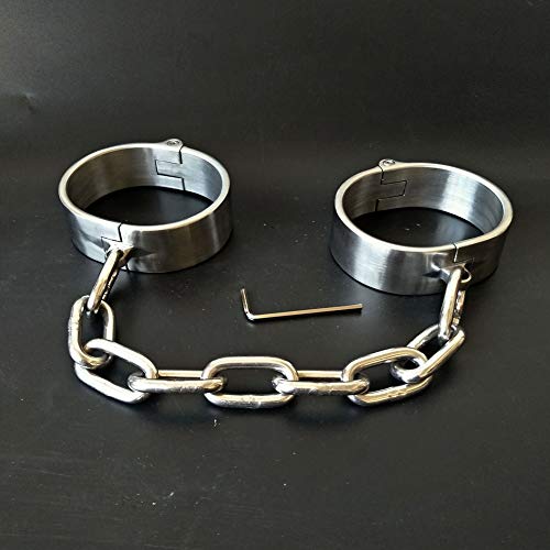 Stainless Steel Ankle Cuffs Toys Adults BDSM Overweight Bondage Foot Cuffs, SM Fetish Slave Bondage Toys in Metal, Torture Adult Sex Toys for Couple,Female
