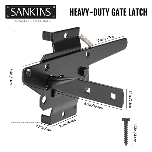 SANKINS SelfLocking Gate Latch Heavy Duty For Wooden Fence, Post Mount