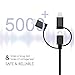 Multi USB Charging Cable USB C/Micro USB/i-Products, 3-in-1 Nylon Braided Multiple Charger Cable with Adapter Connector(Data Sync Charging) for Phone Pad Samsung LG Huawei/Android Devices(4ft)
