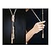 Zealmer Bamboo Design Sweater Necklace for Women Long Chain Rose Gold Plated