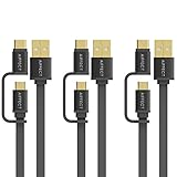 AIFFECT 3 Pack 3.3Ft Type C 2 in 1 Cable Micro USB Cord - Black