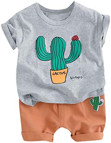 goodjinHH Baby Boy Clothing Set Cute Cartoon Cactus Short Sleeve T-Shirt + Short Jeans Outfits