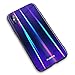 FLOVEME Laser Aurora Tempered Glass for iPhone Xs Case/iPhone X Case, Ultra Thin Hybrid Colorful Gradient Hard Back Slim Cover Soft TPU Bumper Shockproof Protector Compatible with iPhone X/XS, Purple