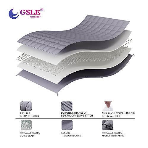 GSLE Weighted Blanket (Grey, 60"x80" Queen Size 20 lbs), Hypoallergenic