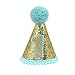 ANYI16 Gold Glitter Sparkle 1st Birthday Cone Hat with Adjustable Headband for Baby Boy Party Supplies(Blue)