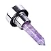 Natural Crystal Glass Water Bottle, Water Bottle with Gemstone Center Crystal Elixir Bottle with Natural Crystal Point Healing Obelisk Handheld Glass Energy Bottle (Amethyst)