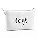 Fawn Hill Co Toy Storage Box Basket for Baby, Kids or Pets | Container Bin for Organizing Clutter in Bedroom, Nursery, Daycare, Classroom & Closet | Modern White Cotton Canvas with Handles (Medium)