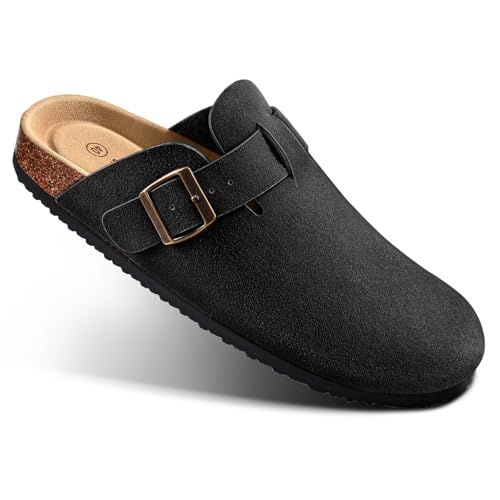 BULLIANT Women's Suede Clogs-Memory Foam Cushioned Cork Footbed-Soft Lined at Amazon