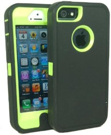 Iphone 5 Defender Body Armor Case Black on Punk Green Comparable to Otterbox Defender Series + Bonus Cube Charger and Silicone Bracelet