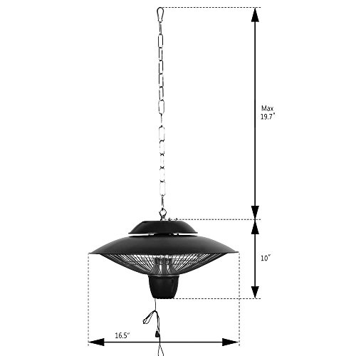 Star Patio Electric Patio Heater, Outdoor Ceiling Patio Heater, Black with Infrared Heating Element, Outdoor Patio Heater Suitable as a BBQ Party Heater, Balcony Heater, and Verandah Heater, ZHQ1524 - Thumbnail 4