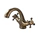 Rozin Antique Brass Double Knobs Basin Faucet Single Hole Deck Mounted Bathroom Sink Mixer Tap