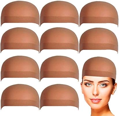 Borogo Wig Caps 10 Pack Nylon Stocking Wig Caps Unisex Natural