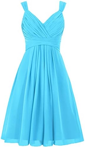 ELLAGOWNS Women's V Neck Chiffon Bridesmaid Dress Short Prom Gown Pool US 8