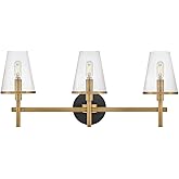 Hinkley Marten 51083HB Three Light Bath Vanity Fixture, Transitional Two-Toned Fixture with Tapered Clear Glass Shade -Herita