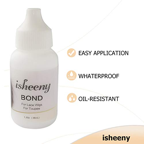 Isheeny Hair Replacement Adhesive 38 ML Safe Nontoxic Invisible Bonding Glue For Poly and Lace Hairpiece, Wig, Toupee Systems