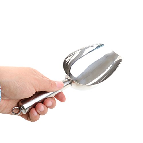 uhoMEy Stainless Steel Ice Scoop, 10 Inch Stainless Steel Ice Scraper, Multi-porpuse Food Candy Soybeans, Rice,Tea, Bean Shovel Scoop