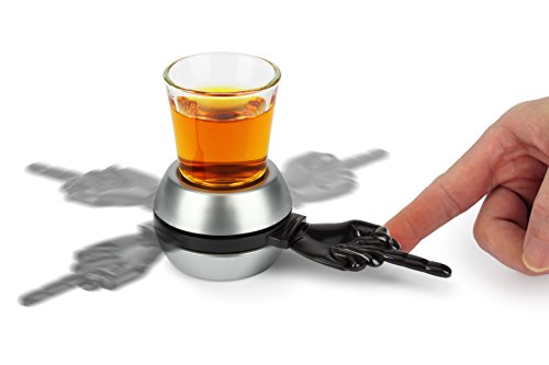 Barbuzzo Middle Finger Spin the Shot - Drinking Game with Attitude - Pour a Shot, Spin the Finger & See Who Drinks - Includes 2 Ounce Shot Glass - Great Gift for Home Get Togethers, Parties, Tailgates