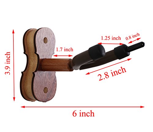 Violin Hanger Solid Wood Ukulele Wall Mount Hanger Hardwood Rosewood Wall Mount Bow Hook Stand Violin Accessories for Music Enthusiast, Home, Studio Use - Thumbnail 2