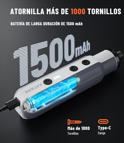 Mini Destornillador Eléctrico, 1500 mAh Juego de Destornilladores de Precisión con 12 Puntas S2 Magnéticas, 3 Ajustes de Torque, Pantalla LED, sin Cable, para Cámaras, Reloj Portátil - Blanco