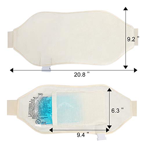 Tech Love Waist Heating pad for Lower Back Pain, Shoulder, Leg, Stomach Cramp Relief with Elastic Bands, Gel Pack for Hot or Cold Therapy, Mutifuctional, Reusable, Portable Heat Wrap, Off-White