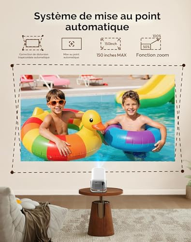Xgody N5 Video Projector – 1080P Mini Video Projector Compatible with Netflix, Autofocus & Auto Keystone Correction, WiFi6 Bluetooth5.4, 4K Portable Overhead Projector, 135° Rotation Home Theater