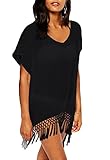 Wander Agio Womens Bohemia Printing Top Beach Bikini Cover-ups Black