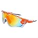PLAYBOOK Cycling Road Mountain Glasses Goggles Eyewear Polarized Cycling Bicycle Sunglasses Oculos Gafas Ciclismo 3 Lens (White/Orange)