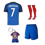 Soccer Kids 2015-2016 Football Soccer France Home Jersey Griezmann #7 Kids Team Suit Shirt & Shorts & Socks &Key Chain 3-12 YRS