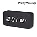 PrettyMakeUp SWEET-108 Digital Clock, Modern Simplicity Wooden Alarm with Time Temperature and Voice Control