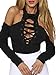 Prograce Women Sexy Knitted Lace Up Halter Bodysuit Off Shoulder Fitted Leotard Tops