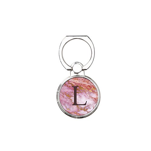 Pink personalized ring stand for cellphone, Universal finger grip holder, Smartphone, Cell phone holder, Letter "L"