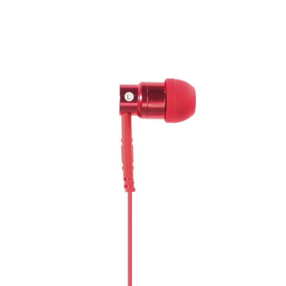 aiino - Jazz - Earphones, Stereo Metal Headphones with Microphone and Multi-Function Button, Compatible with all Smartphones, Media Players and Tablets - Red