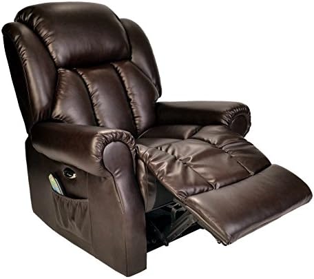 Hainworth Leather Electric powered recliner chair with heat and massage - choice of colours - brown