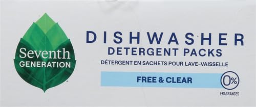 SEVENTH GENERATION DISHWASHER DETERGENT PACKS FREE & CLEAR FOR SPARKLING DISHES DISHWASHER TABS 45 COUNT