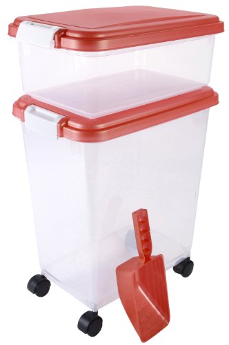 IRIS USA, Inc. 3- Piece Airtight Pet Food Storage Container Combo, Orange