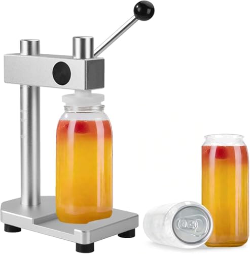 CAJUCA Manual Can Sealing Machine, 3.6-6.6 Inch Height Adjustable, Soda Can Sealer Machine for Plastic and Aluminum Can