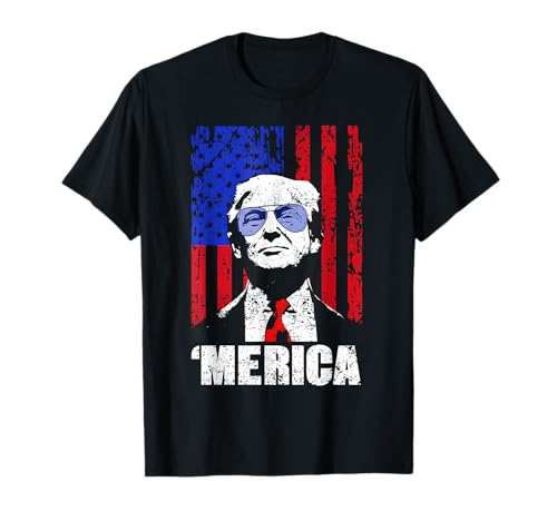 'Merica Trump Happy 4th of July Trump American Flag Gifts T-Shirt
