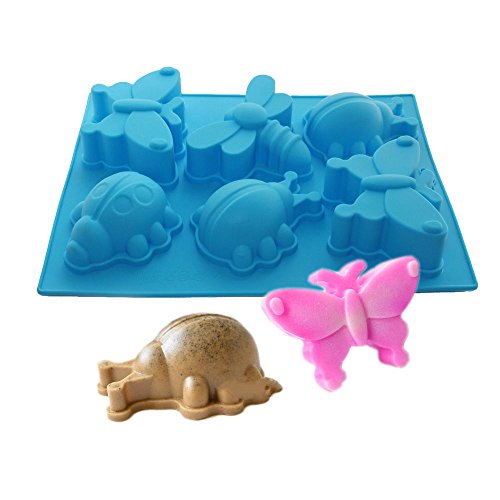 Allforhome 6 Insect Butterfly dragonfly Silicone Cake Baking Mold Cake Pans Muffin Cups Handmade Bath Bomb Soap Chocolate Molds