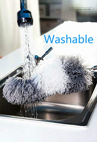 Telescoping Microfiber Duster,Ceiling Fan Duster, Retractable Stainless Steel Pole,Bendable Washable Head,30-100 inches,for Cleaning Roof, Blinds, Cobwebs,Ceiling, Corners,Furniture,Car,Skylight