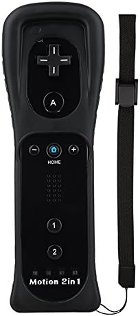 Wetoph 2 in 1 Wii Remote Controller NK15 Built in Motion Plus with Free Silicone Case and Wrist Strap for Nintendo Wii and Wii U（Third Party Product）-Black