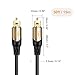 CableCreation 50 Feet Optical Audio Cable Male to Male Digital Optical SPDIF Audio Cable, Braided Fiber Cable with Metal Connectors, Black & Gold/ 15.2 Meters