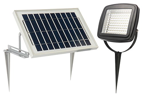 MicroSolar - NATURAL WHITE (Not Bluish) 400 LUMEN - 5W ANGLE ADJUSTABLE Solar Panel - Lithium Battery Solar Flood Light // Wall or Ground Mounted // 2 AXES Adjustable Light Fixture