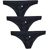 Mens Solid Color Ice Silk Open Front Bikini Briefs Underwear