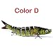 CampFENSE Fishing Lure Bait, 8-segment, 3D Eyes, Extra-Large, Tackle 6# High Carbon Steel Anchor Hook 4 Color Options 5.23Inch/0.67Oz